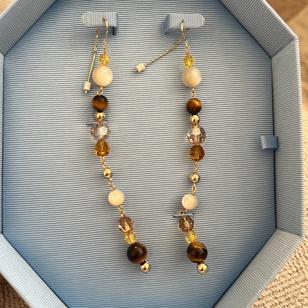 Long drop earrings, new in box